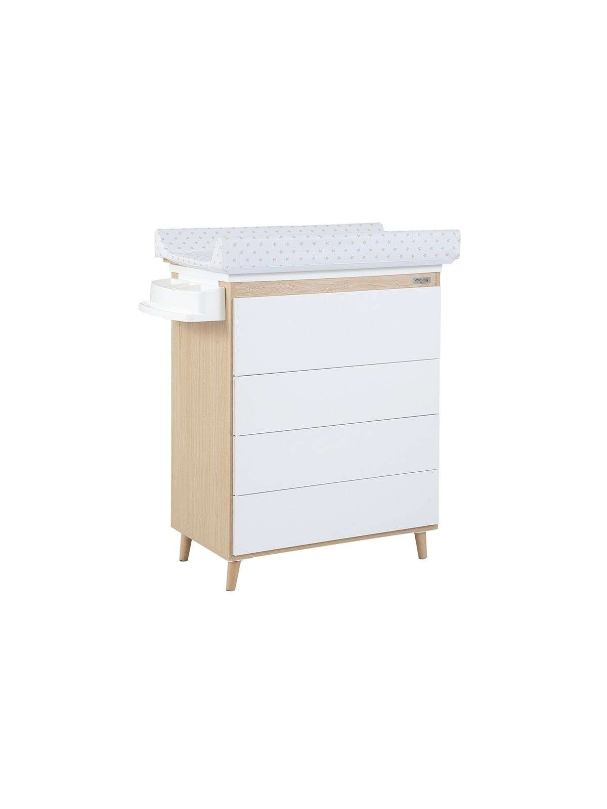 Commode à langer en bois naturel et blanc