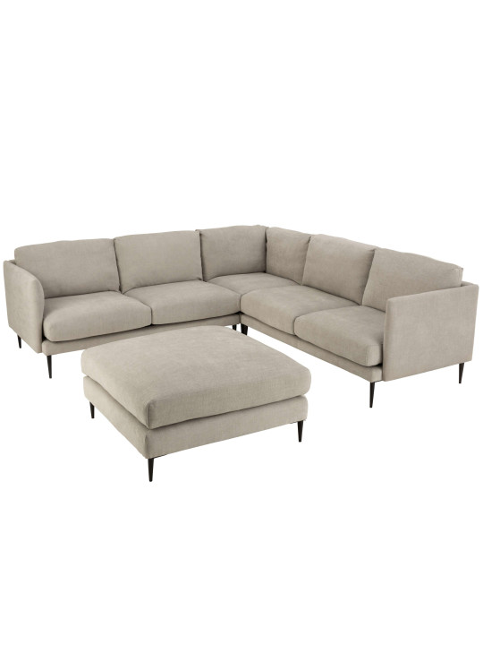 Pouf bois tissus gris Zoé