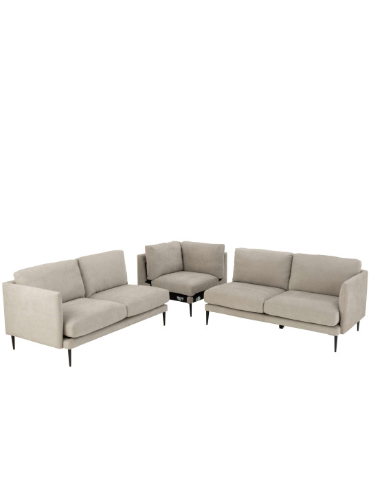 Canapé Zoe Bois/Tissu Gris Partie Droite Gauche