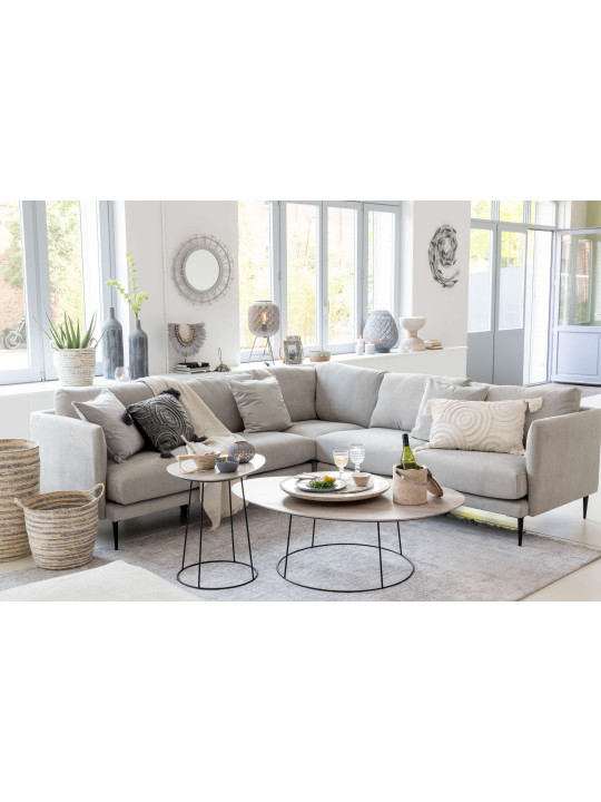 Canapé Zoe Bois/Tissu Gris Partie Droite Gauche
