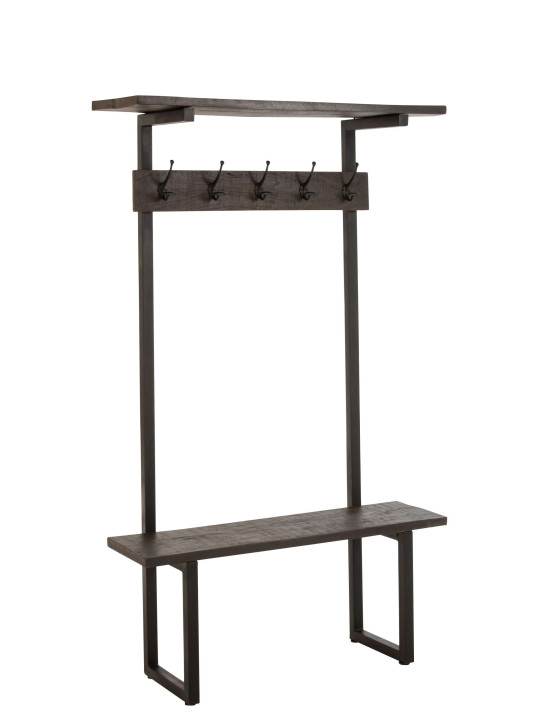 Banc porte-manteau bois manguier et fer J-line