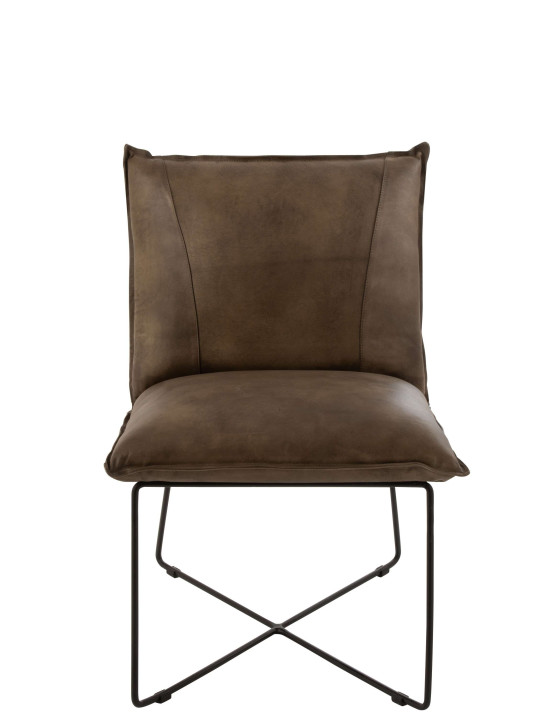 Chaise Lounge Cuir/Fer Gris-Vert J-line Chaise Lounge Cuir/Fer Gris-Vert J-line