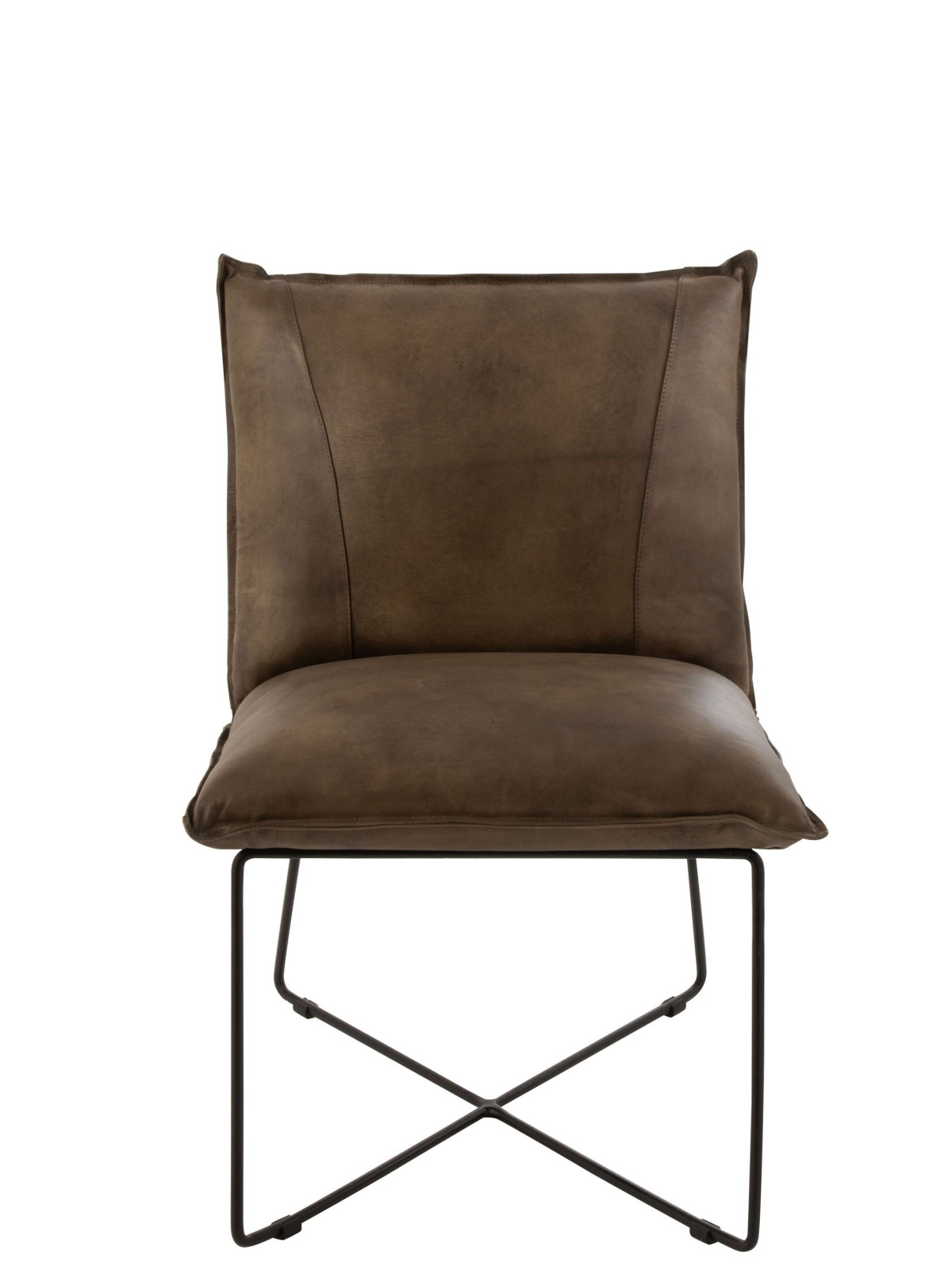 Chaise Lounge Cuir/Fer Gris-Vert J-line