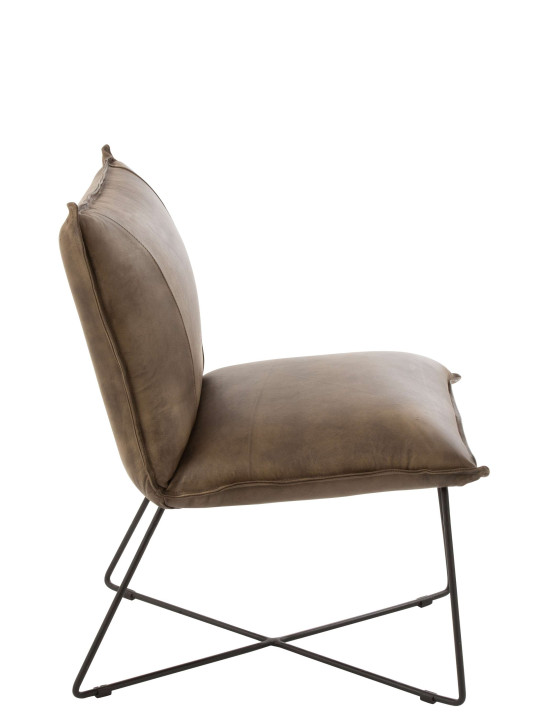 Chaise Lounge Cuir/Fer Gris-Vert J-line Chaise Lounge Cuir/Fer Gris-Vert J-line