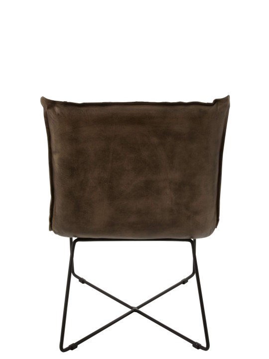 Chaise Lounge Cuir/Fer Gris-Vert J-line Chaise Lounge Cuir/Fer Gris-Vert J-line