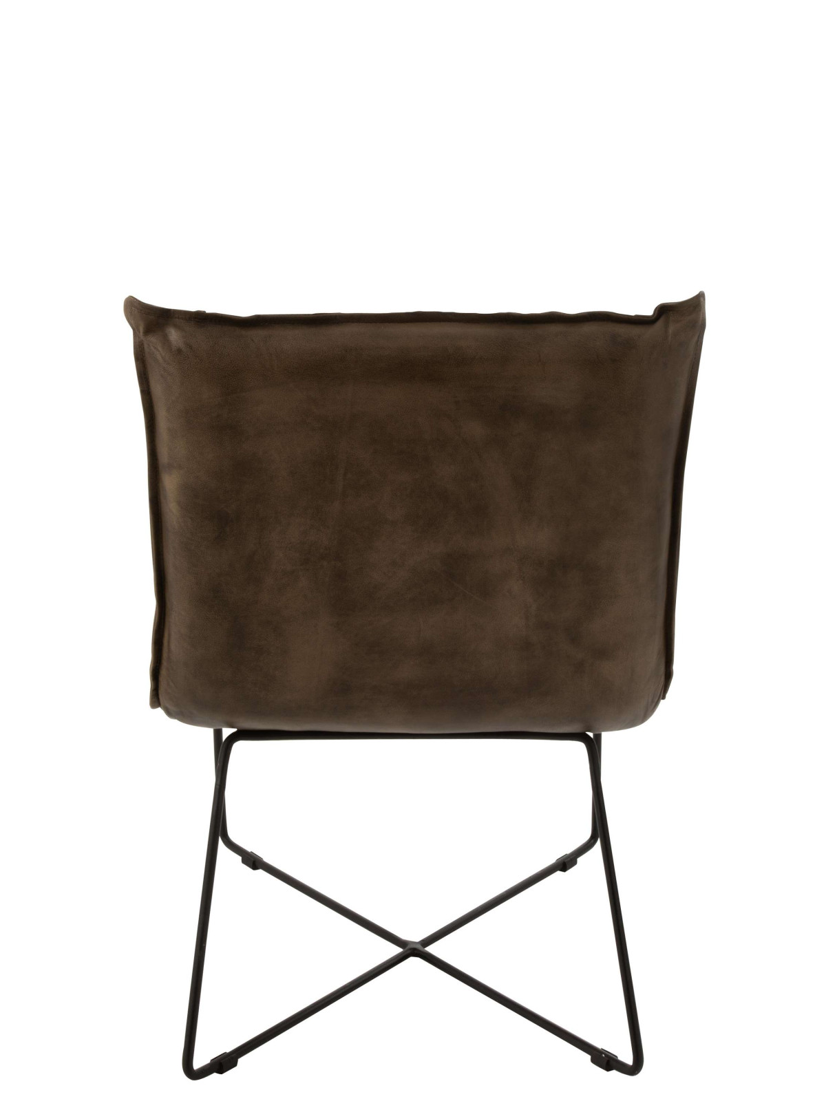 Chaise Lounge Cuir/Fer Gris-Vert J-line