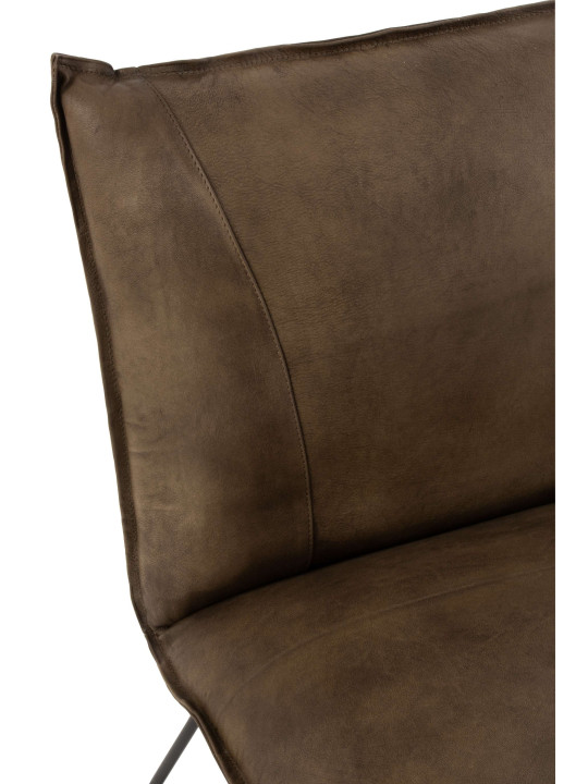 Chaise Lounge Cuir/Fer Gris-Vert J-line Chaise Lounge Cuir/Fer Gris-Vert J-line