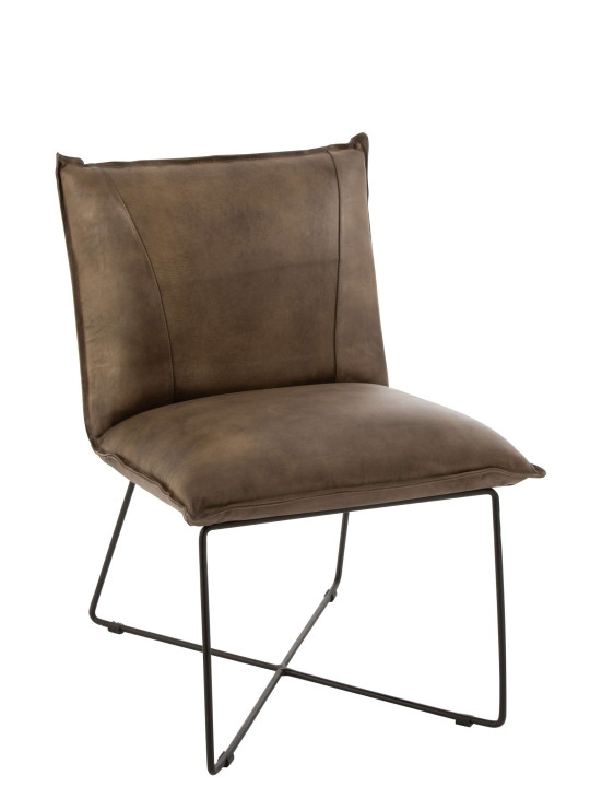 Chaise Lounge Cuir/Fer Gris-Vert J-line Chaise Lounge Cuir/Fer Gris-Vert J-line