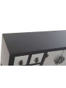Console Chinoise Macao 6 tiroirs 2 portes noire et argent