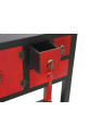 Console Chinoise Macao 6 tiroirs 2 portes noire et rouge