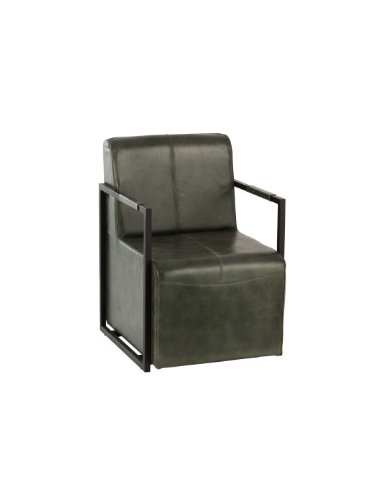 Chaise Cuir/Metal Vert/Noir Chaise Cuir/Metal Vert/Noir