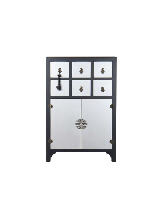  Armoire chinoise basse Noir et Argent 