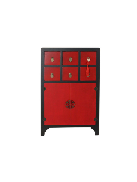 Armoire Chinoise Basse Macao Noire et Rouge 