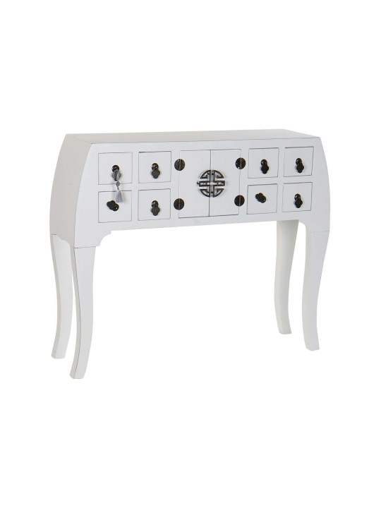Console Chinoise Macao Galbée 8 tiroirs 2 portes Blanche Console Chinoise Macao Galbée 8 tiroirs 2 portes Blanche