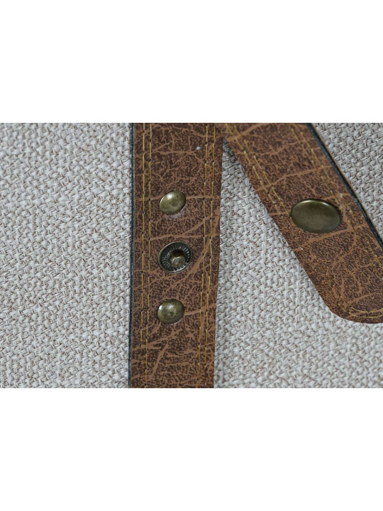 Set de 3 coffres en peuplier et Toile 61X43X42,5 Marron Set de 3 coffres en peuplier et Toile 61X43X42,5 Marron