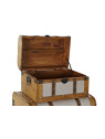 Set de 3 coffres en peuplier et Toile 61X43X42,5 Marron Set de 3 coffres en peuplier et Toile 61X43X42,5 Marron