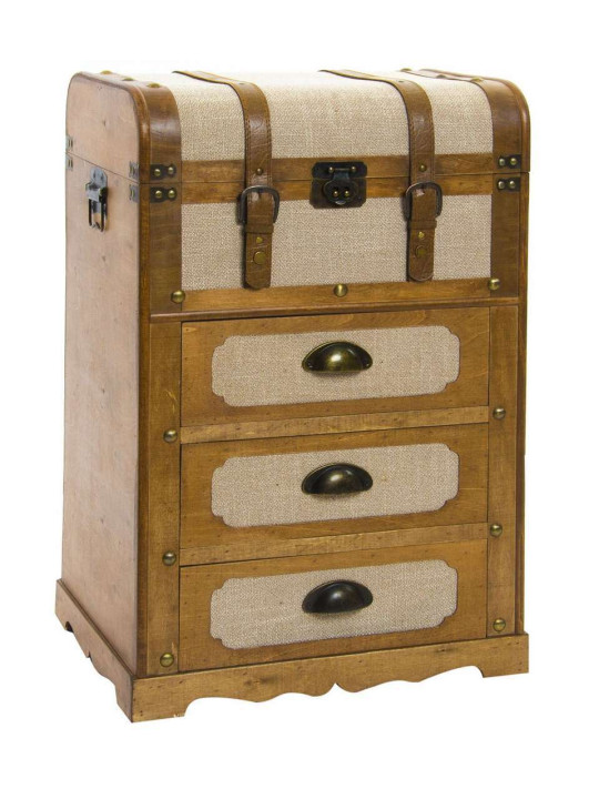 Petite commode Peuplier toile 46X34X71 marron Petite commode Peuplier toile 46X34X71 marron