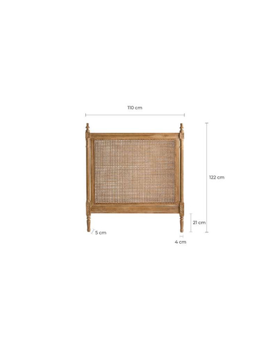 Tête de lit cannée 90 cm bois cérusé