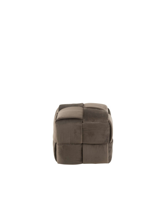 Pouf Design Taupe Bois/Textile