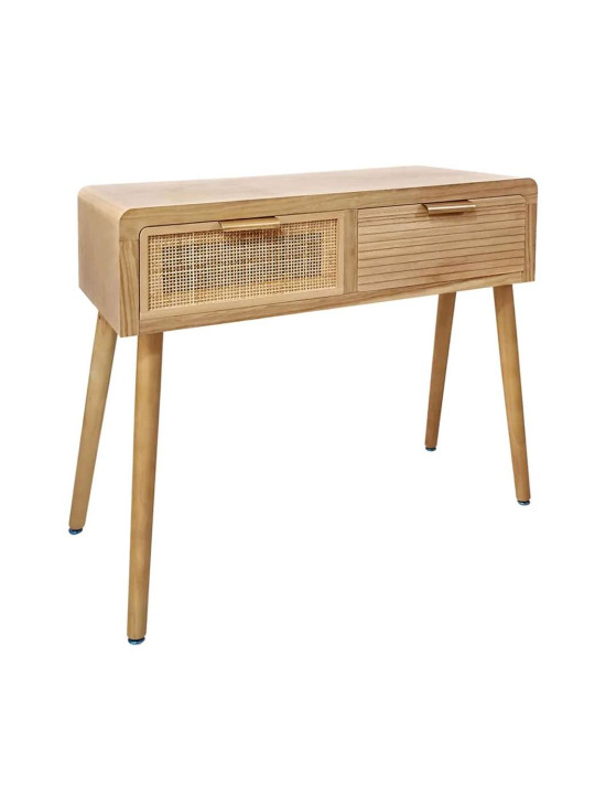 Console Nature en bois de paulonia et rotin