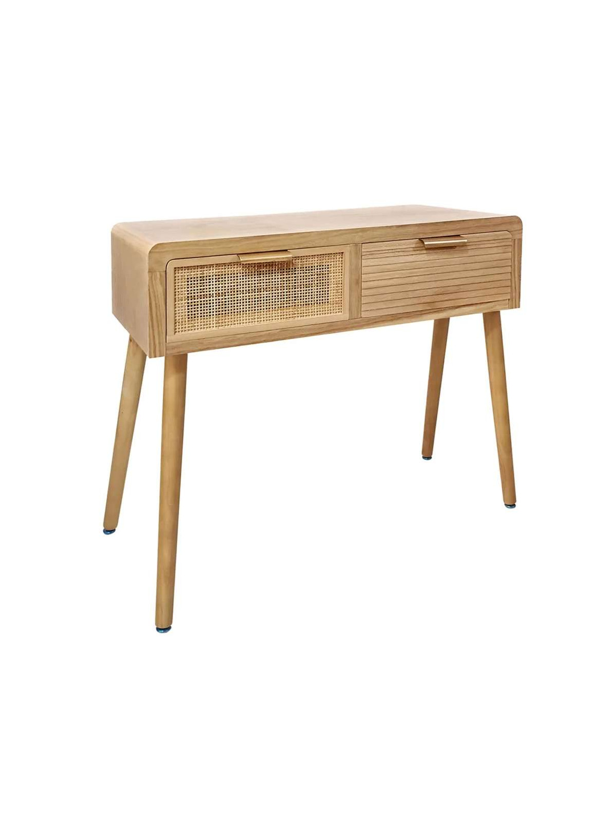 Console Nature en bois de paulonia et rotin