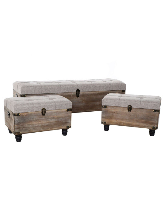 Set de 3 banquettes-coffre gris