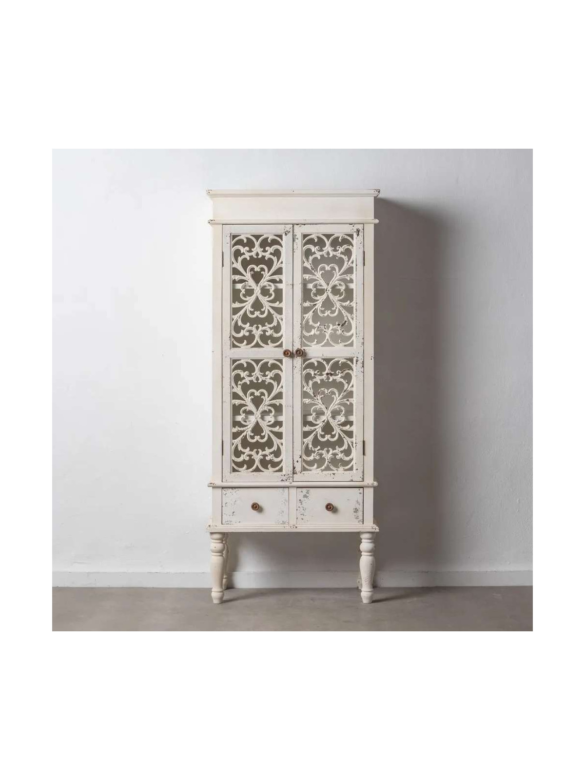 Vitrine Vénisia en bois patiné