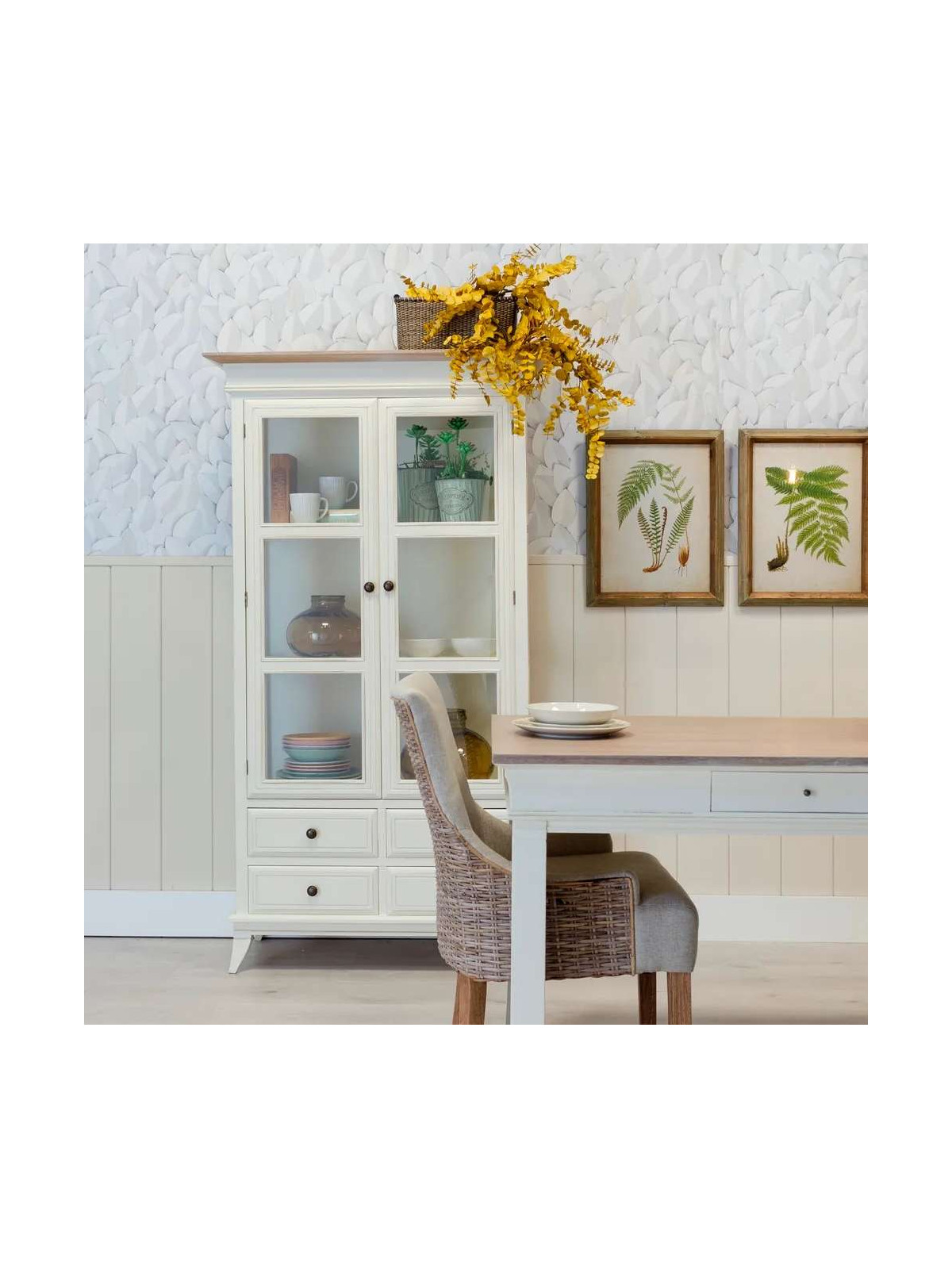 Armoire vitrée Alméria en bois de pin