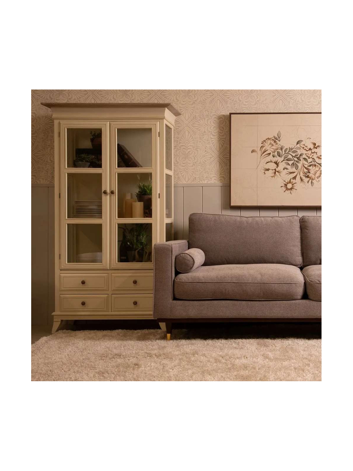 Armoire vitrée Alméria en bois de pin