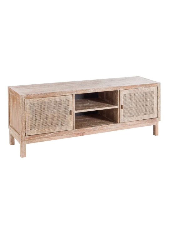 Meuble TV Neyra en bois de mindi blanchi Meuble TV Neyra en bois de mindi blanchi