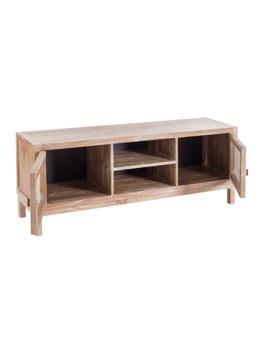 Meuble TV Neyra en bois de mindi blanchi Meuble TV Neyra en bois de mindi blanchi