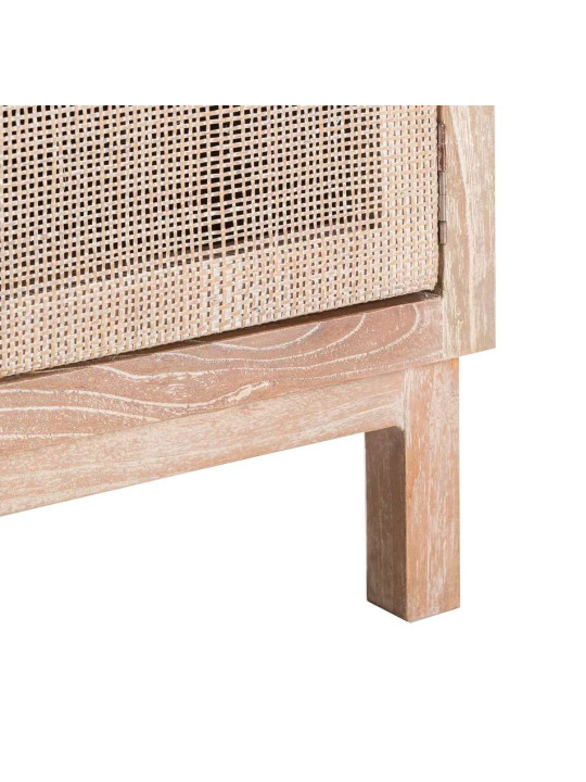 Meuble TV Neyra en bois de mindi blanchi Meuble TV Neyra en bois de mindi blanchi