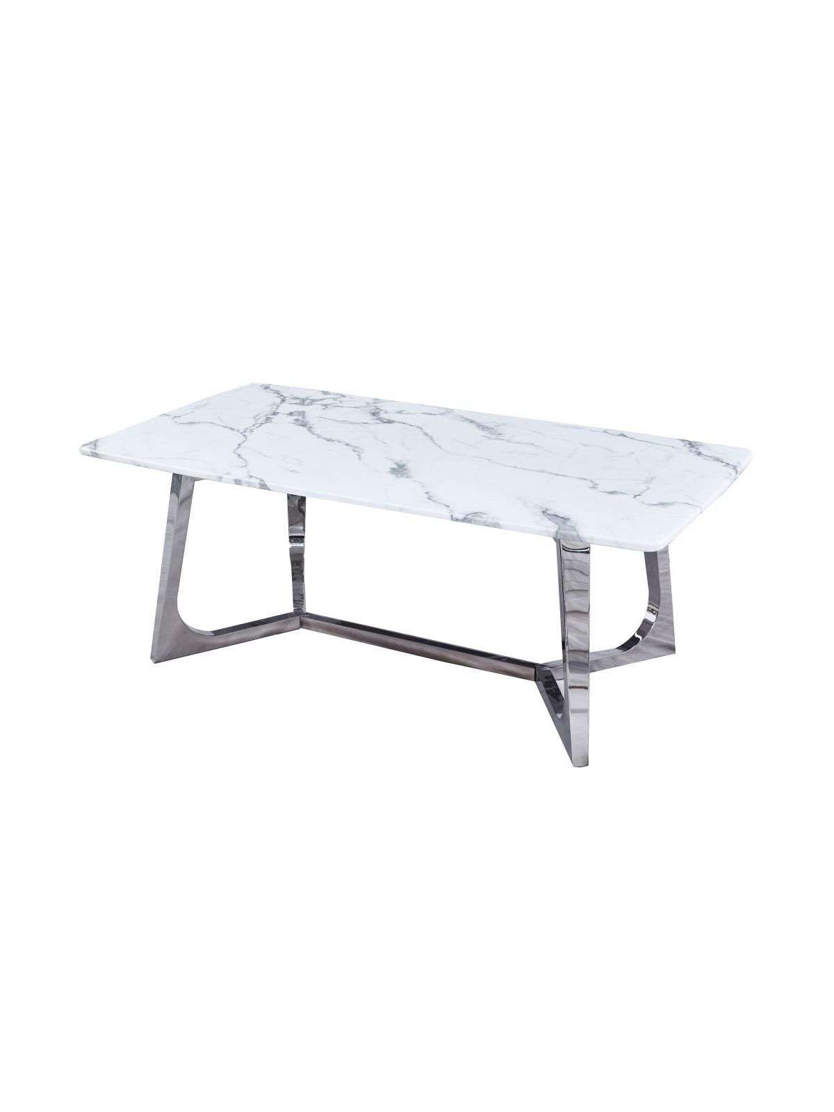 Table basse marbre blanc argent