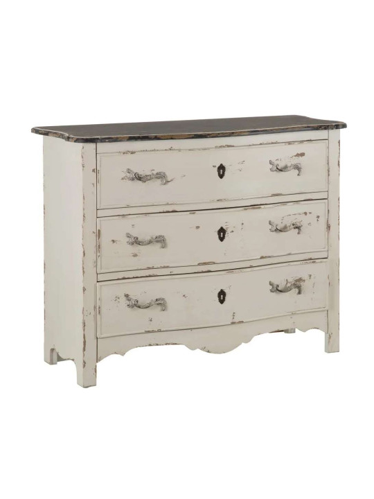 Commode Rimini crème en bois patiné Commode Rimini crème en bois patiné