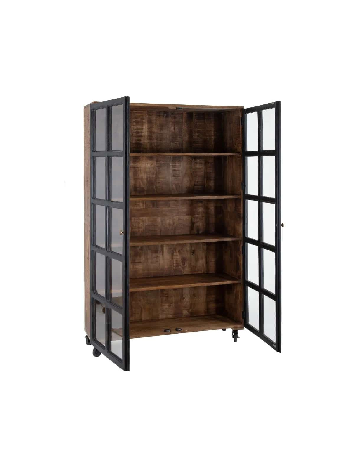 Armoire vitrée Victoria en bois de manguier