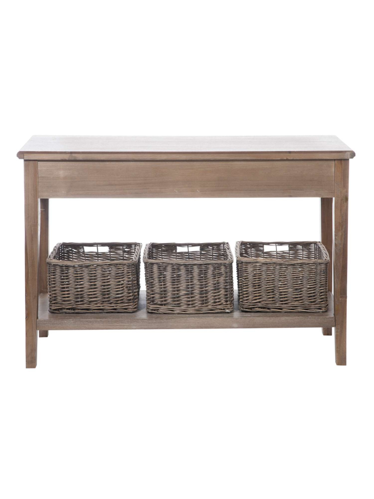 Console bois campagne chic avec paniers
