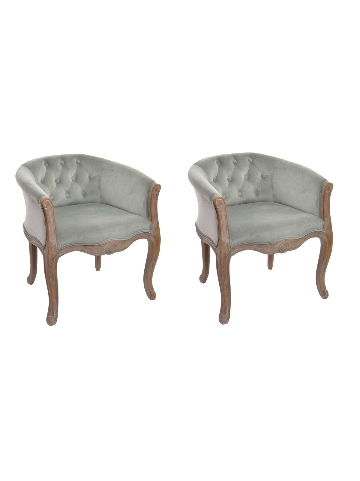 Fauteuil cabriolet capitonné gris velours
