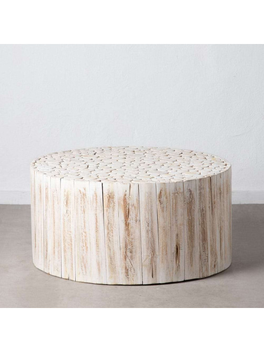 Table basse Paulette en bois de Teck blanc