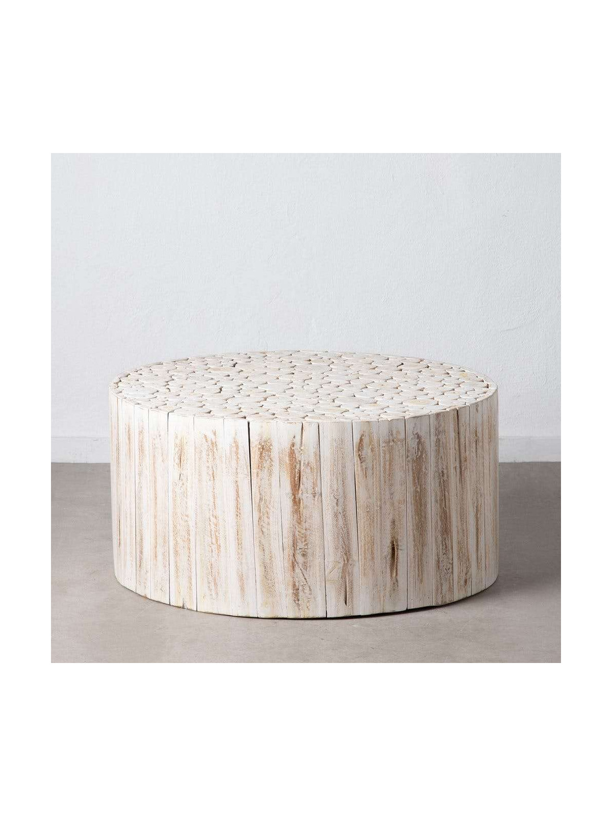 Table basse Paulette en bois de Teck blanc