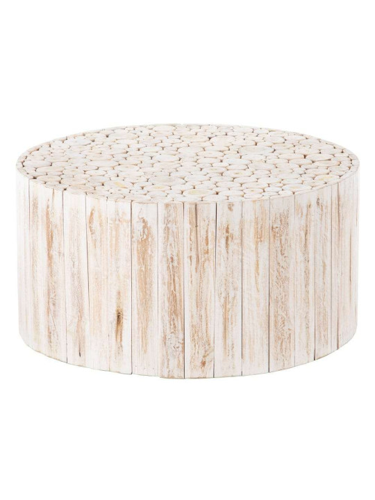 Table basse Paulette en bois de Teck blanc