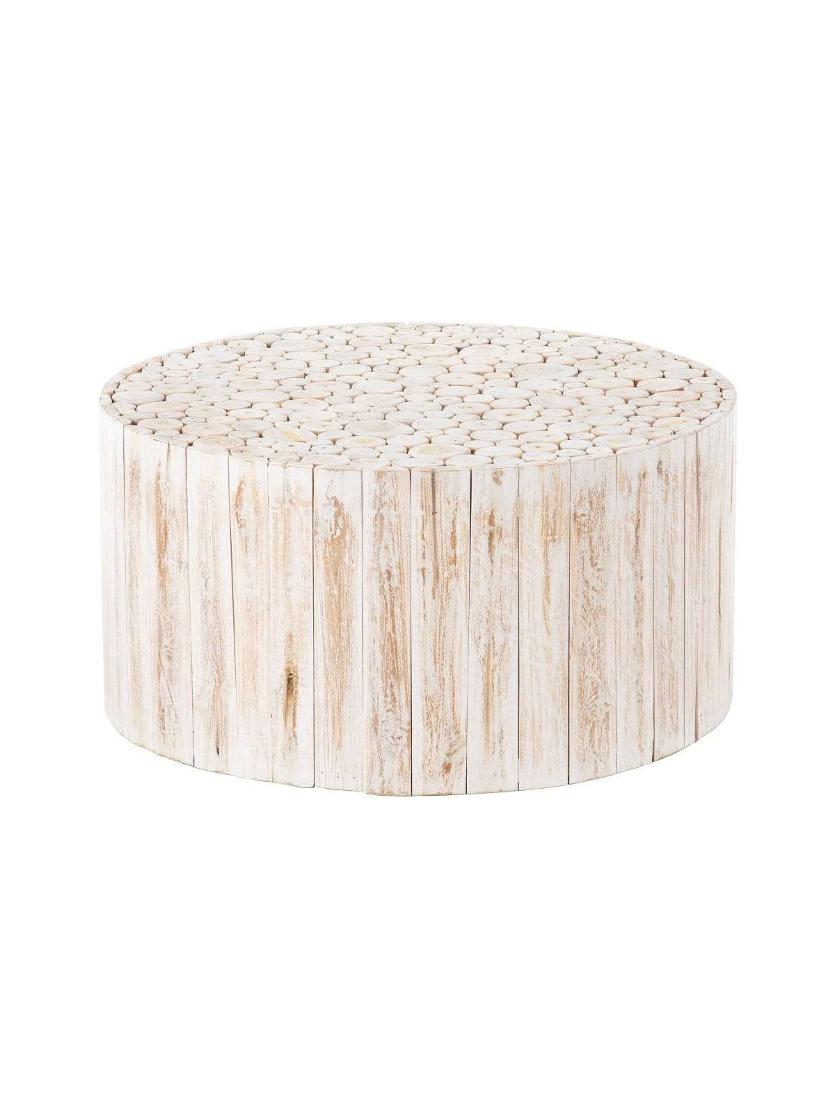 Table basse Paulette en bois de Teck blanc