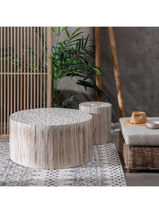Table basse Paulette en bois de Teck blanc Table basse Paulette en bois de Teck blanc