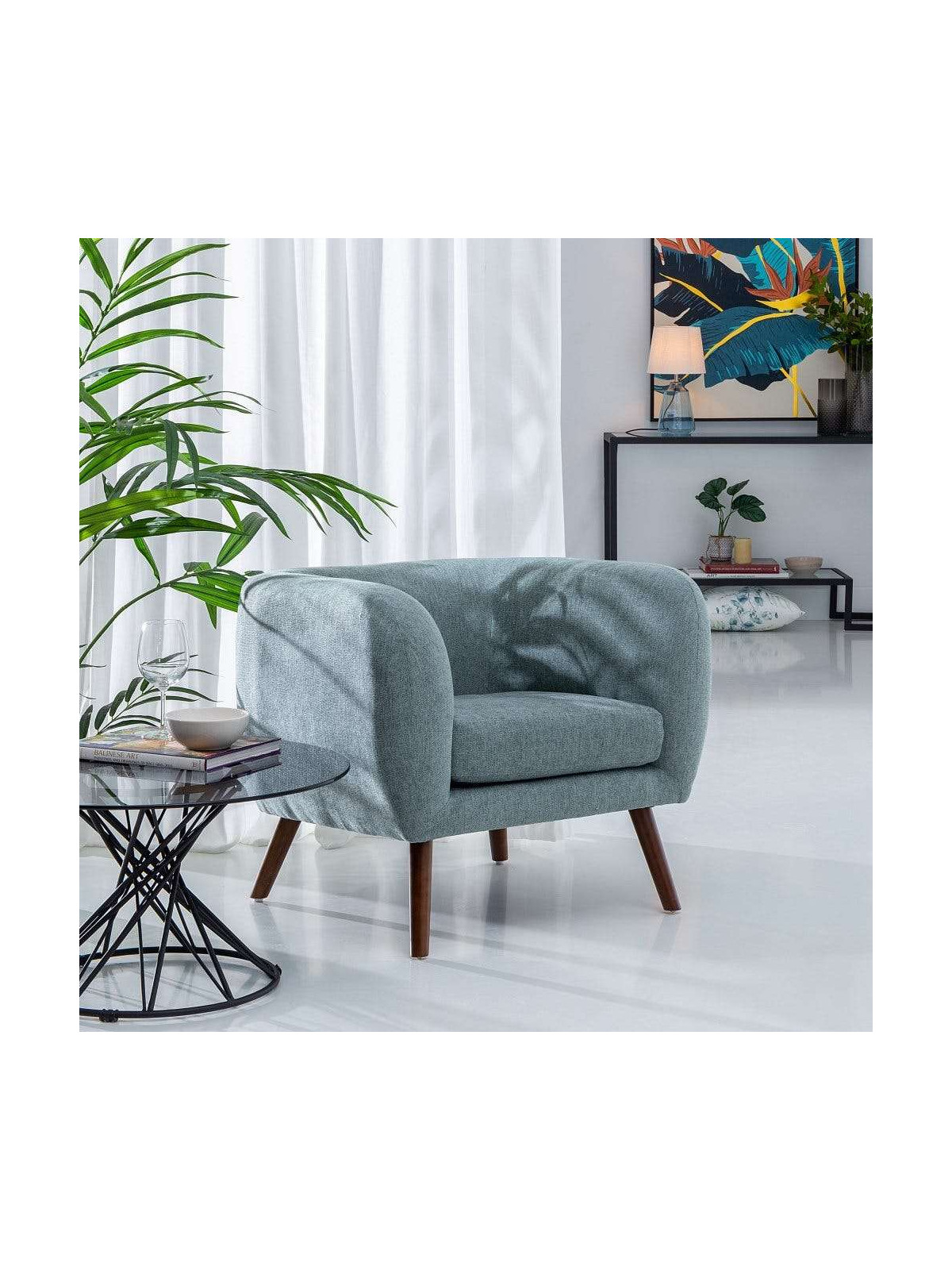 Fauteuil scandinave bleu