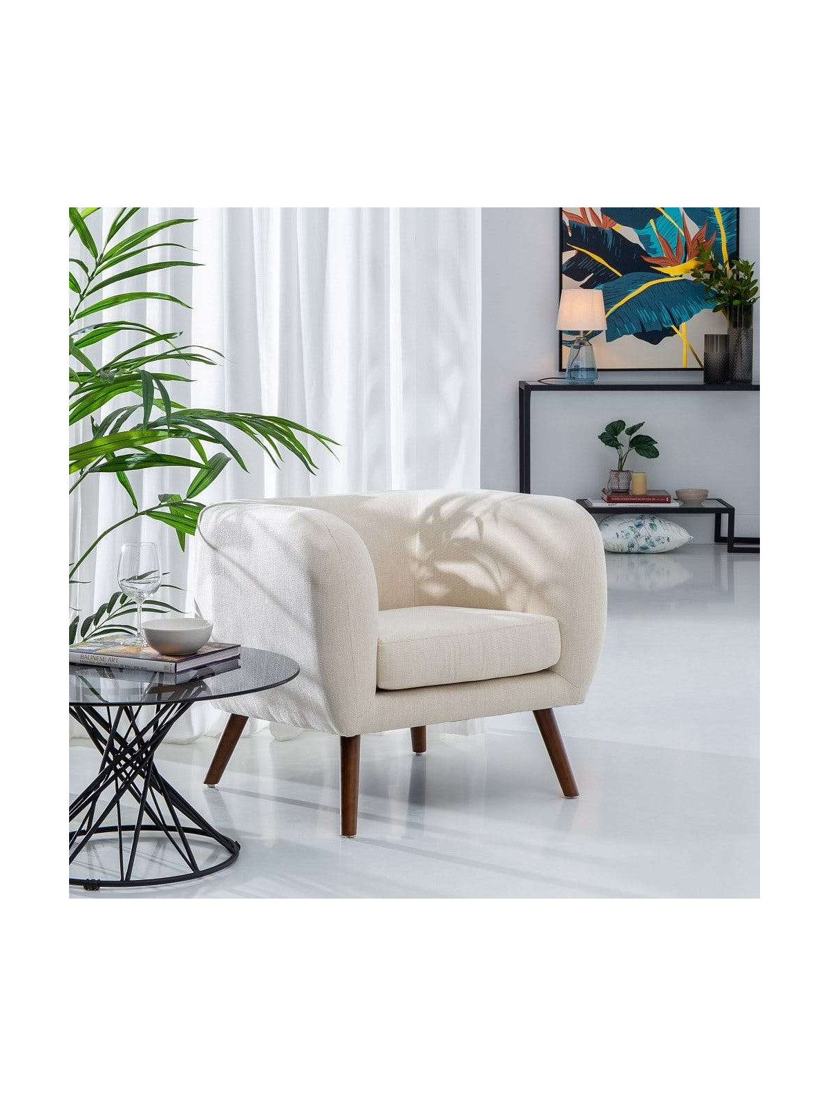 Fauteuil scandinave crème