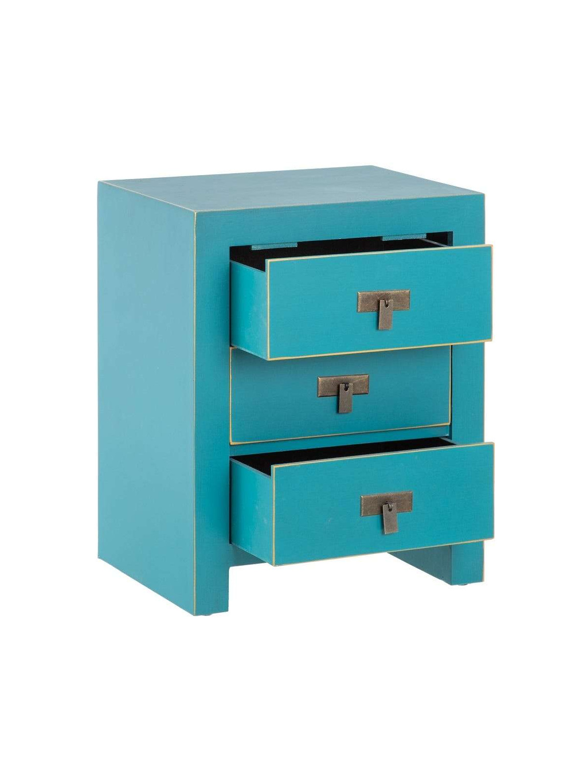 Chevet bleu canard 3 tiroirs Aiko