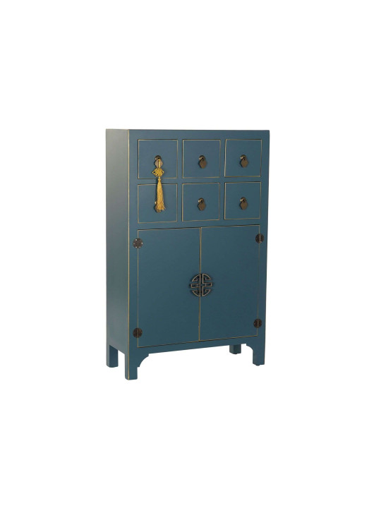 Armoire Chinoise basse Macao bleu pétrole