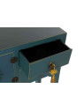 Console Chinoise Macao bleu pétrole 2 tiroirs 2 portes