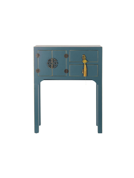 Console Chinoise Macao bleu pétrole 2 tiroirs 2 portes