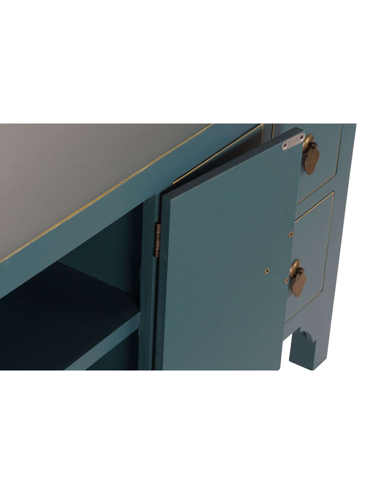 Meuble TV chinois Macao bleu pétrole