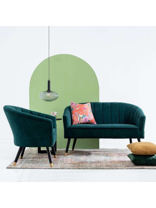 Fauteuil en velours bleu canard Fauteuil en velours bleu canard